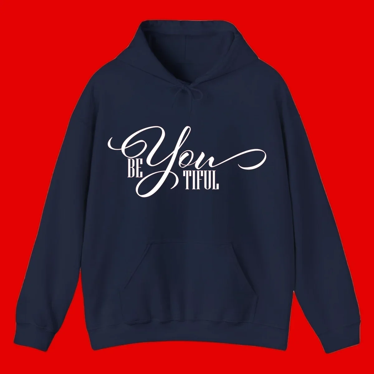 Elegant white typography reading 'BE YOU THRILL' with decorative script and serif lettering on gray background
