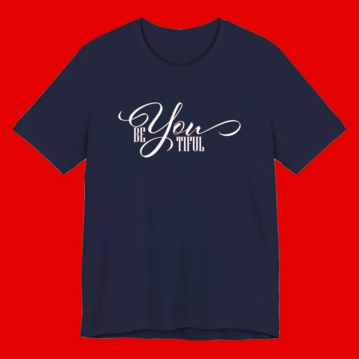 Elegant white typography reading 'BE YOU THRILL' with decorative script and serif lettering on gray background