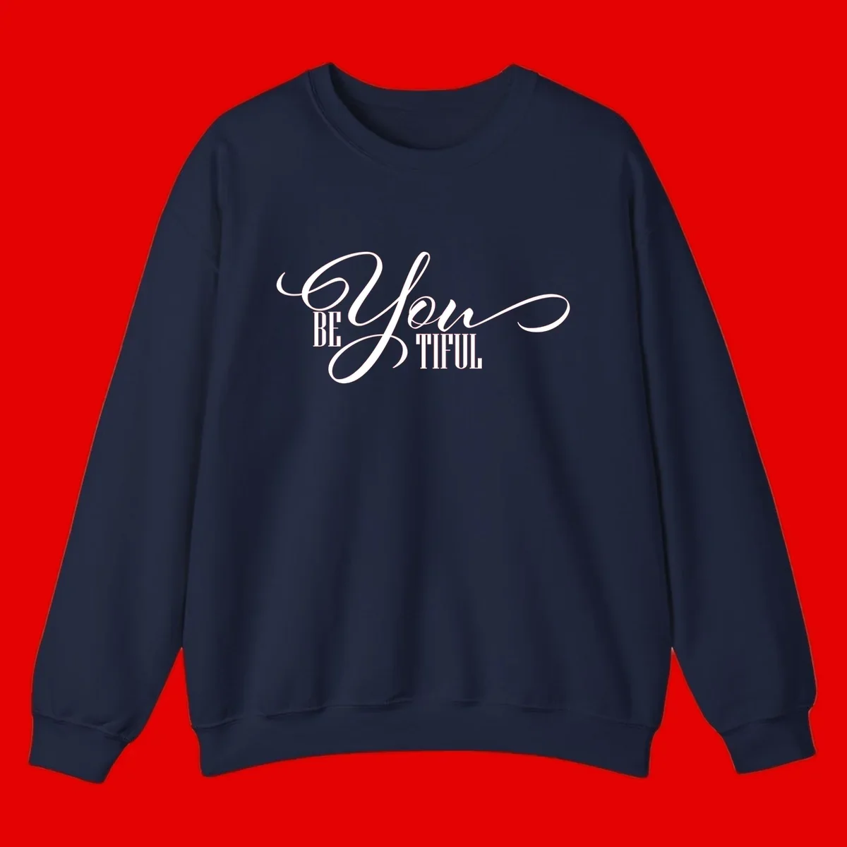 Elegant white typography reading 'BE YOU THRILL' with decorative script and serif lettering on gray background