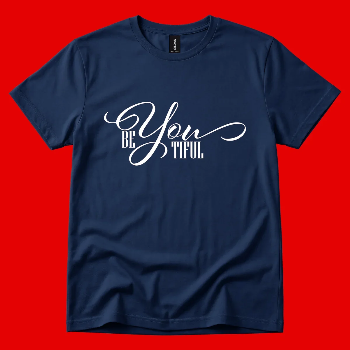 Elegant white typography reading 'BE YOU THRILL' with decorative script and serif lettering on gray background
