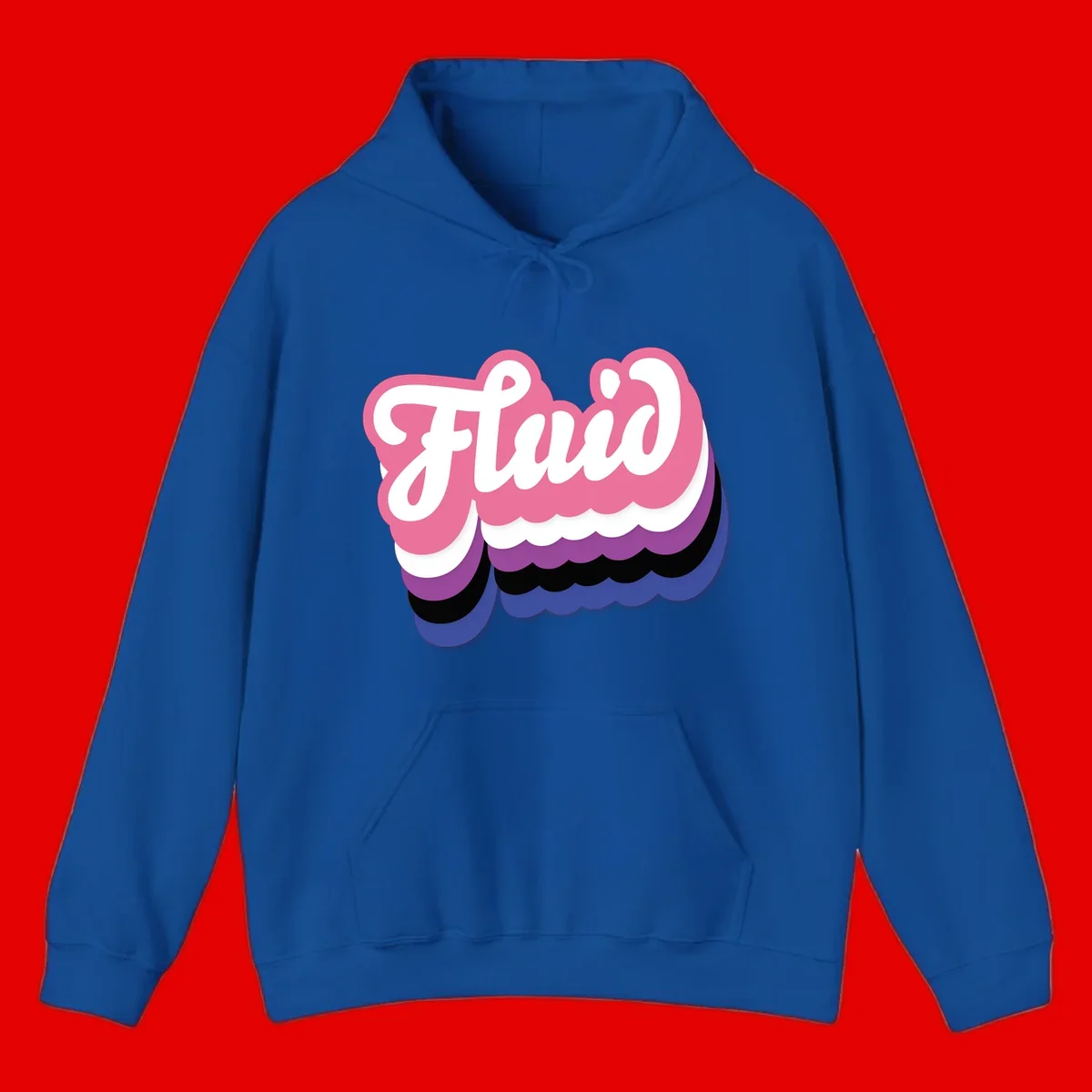 Slay pride clouds design: white script text 'Slay' layered over multicolored scalloped cloud shapes in pink, purple, black, and blue gradient