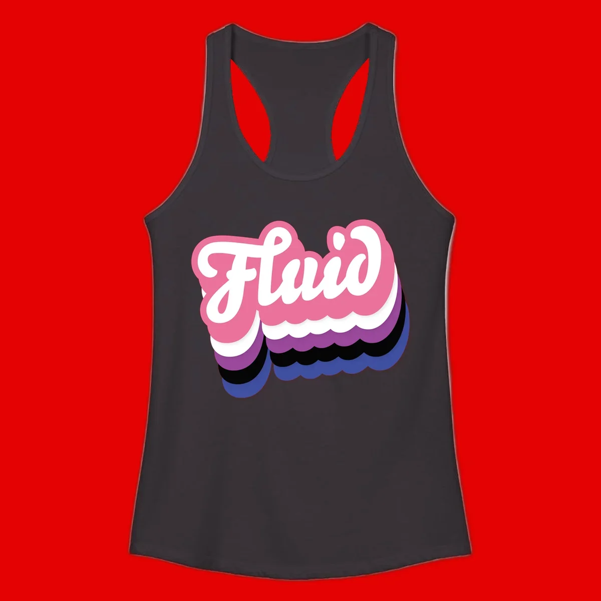 Slay pride clouds design: white script text 'Slay' layered over multicolored scalloped cloud shapes in pink, purple, black, and blue gradient