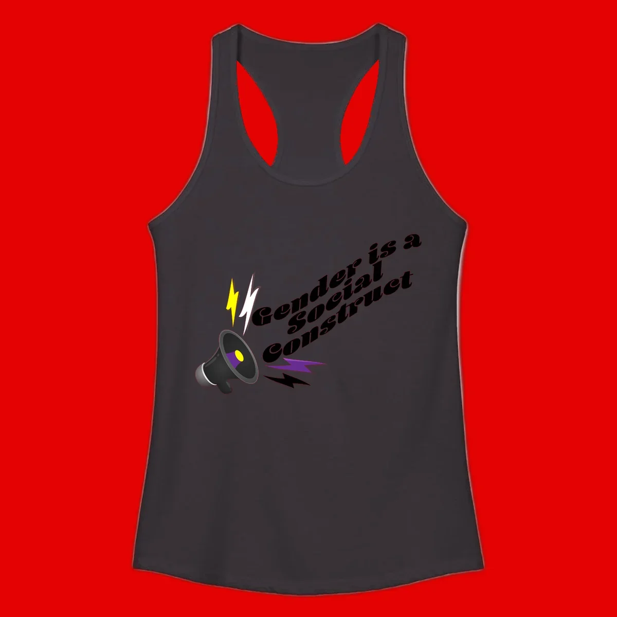 Megaphone with yellow and purple sound waves and lightning bolts next to text reading 'Comedian Special Announcement' in italicized black lettering on gray background