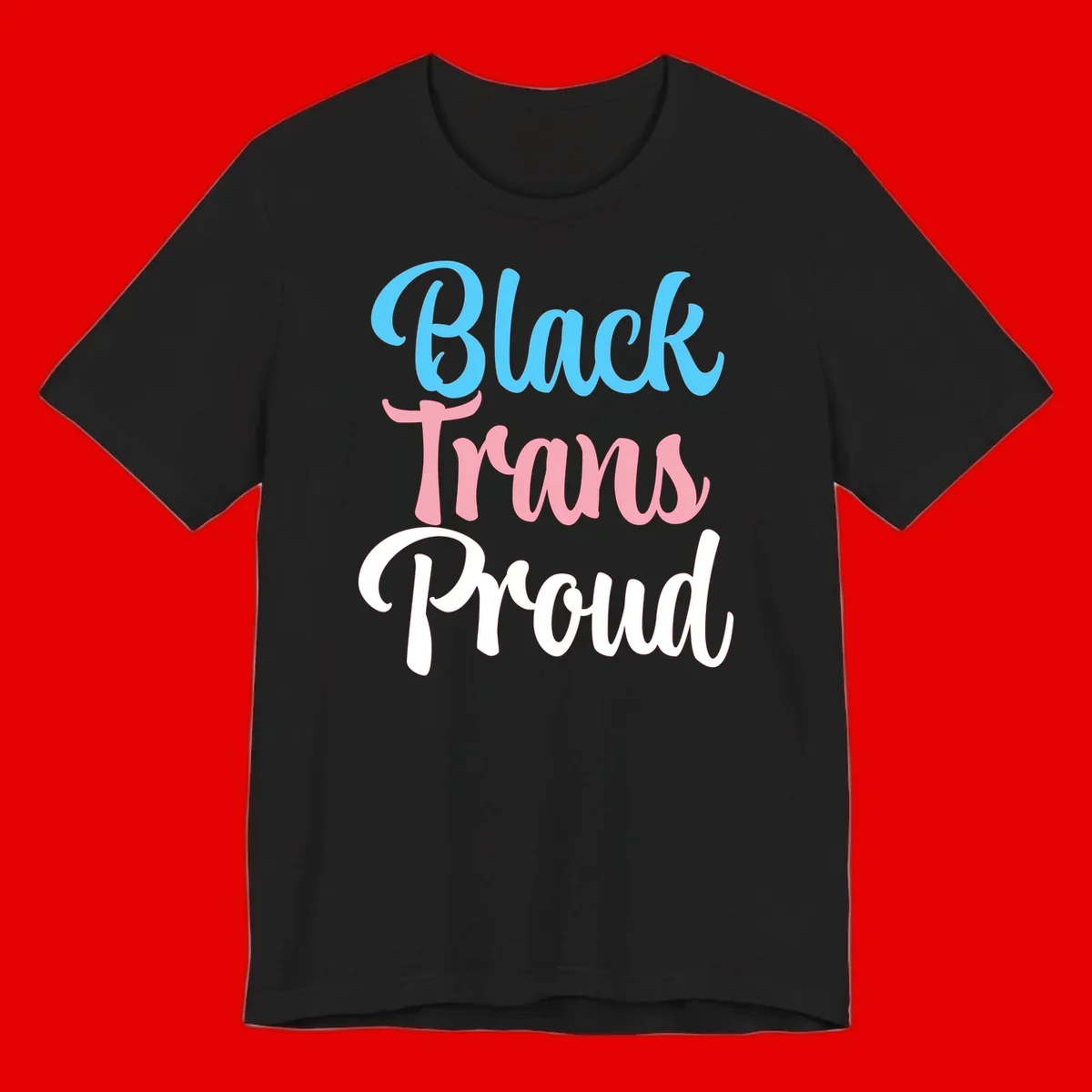 Block Tram Squad design with stacked text in cyan, pink, and white on gray background