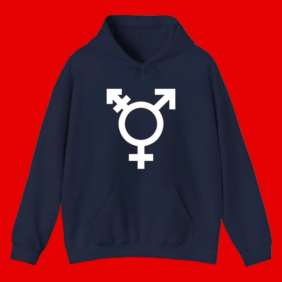 White transgender pride symbol featuring a circle with cross on gray background, representing trans identity and LGBTQ pride