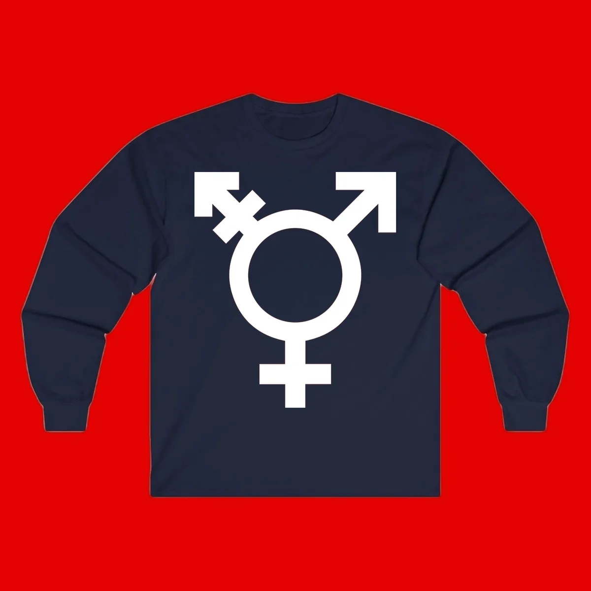 White transgender pride symbol featuring a circle with cross on gray background, representing trans identity and LGBTQ pride