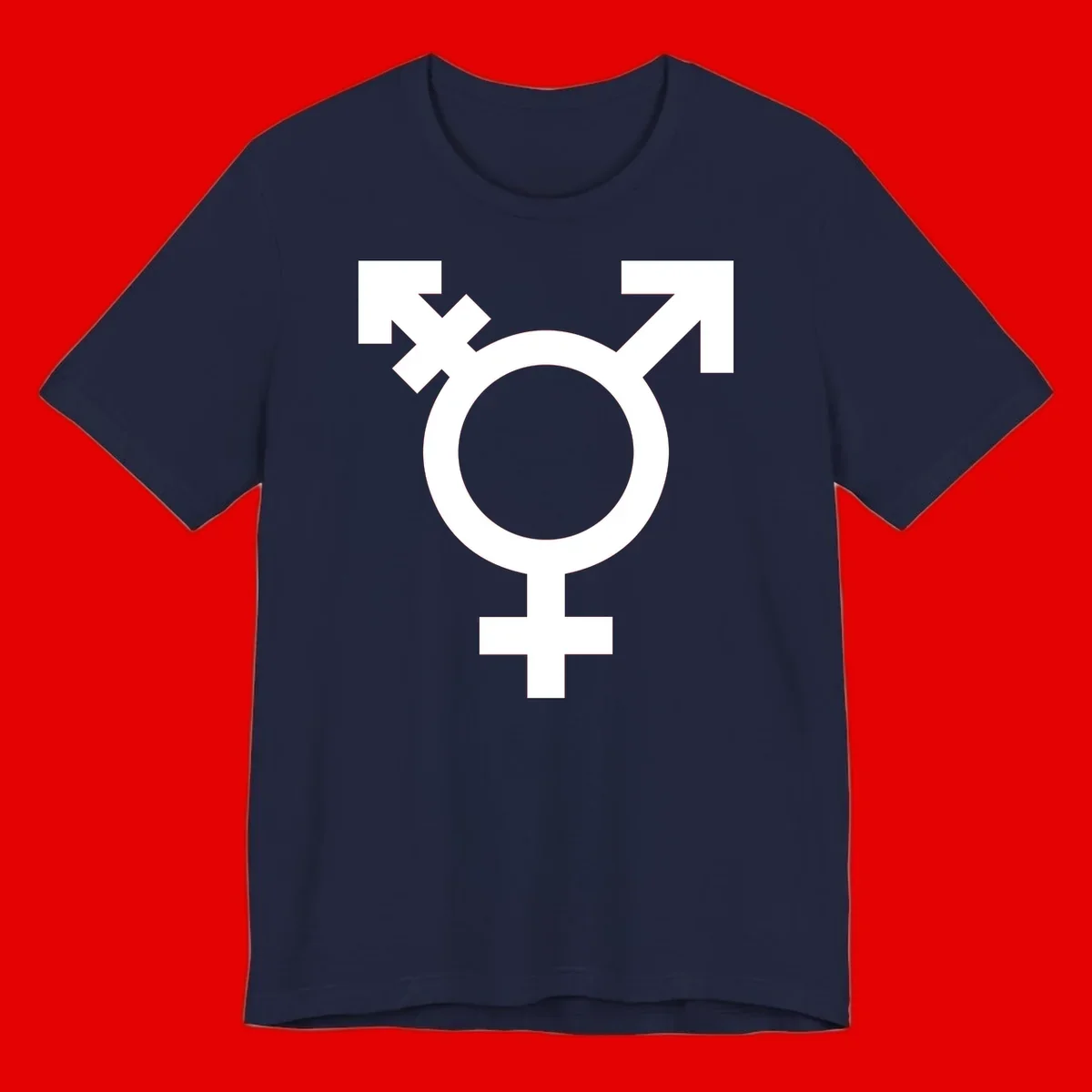 White transgender pride symbol featuring a circle with cross on gray background, representing trans identity and LGBTQ pride