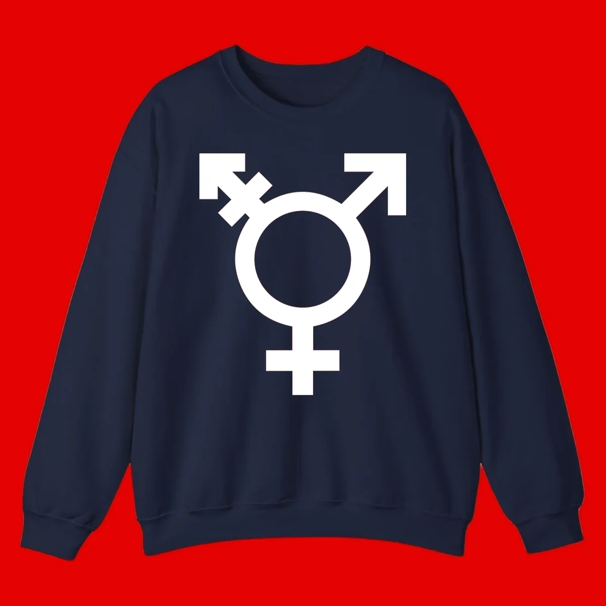 White transgender pride symbol featuring a circle with cross on gray background, representing trans identity and LGBTQ pride