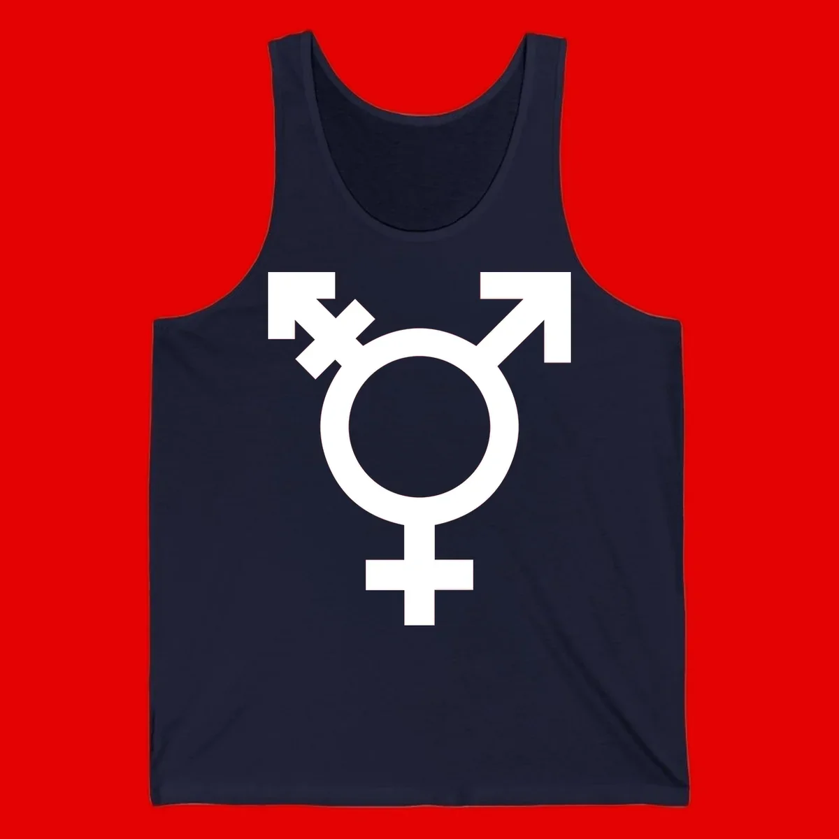 White transgender pride symbol featuring a circle with cross on gray background, representing trans identity and LGBTQ pride