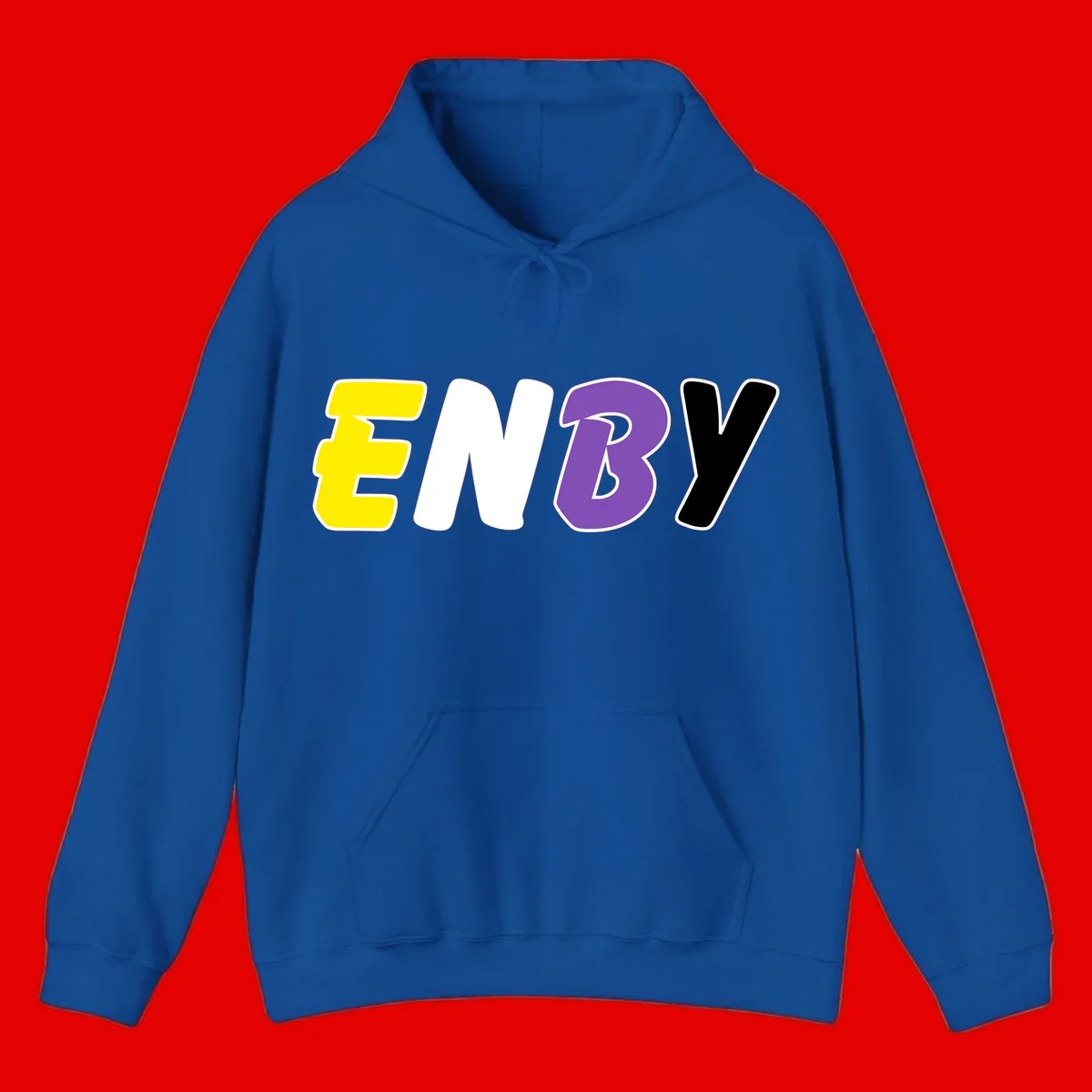 Colorful enjoy-three-seven-pride design with bold yellow, white, purple, and black letters on gray background