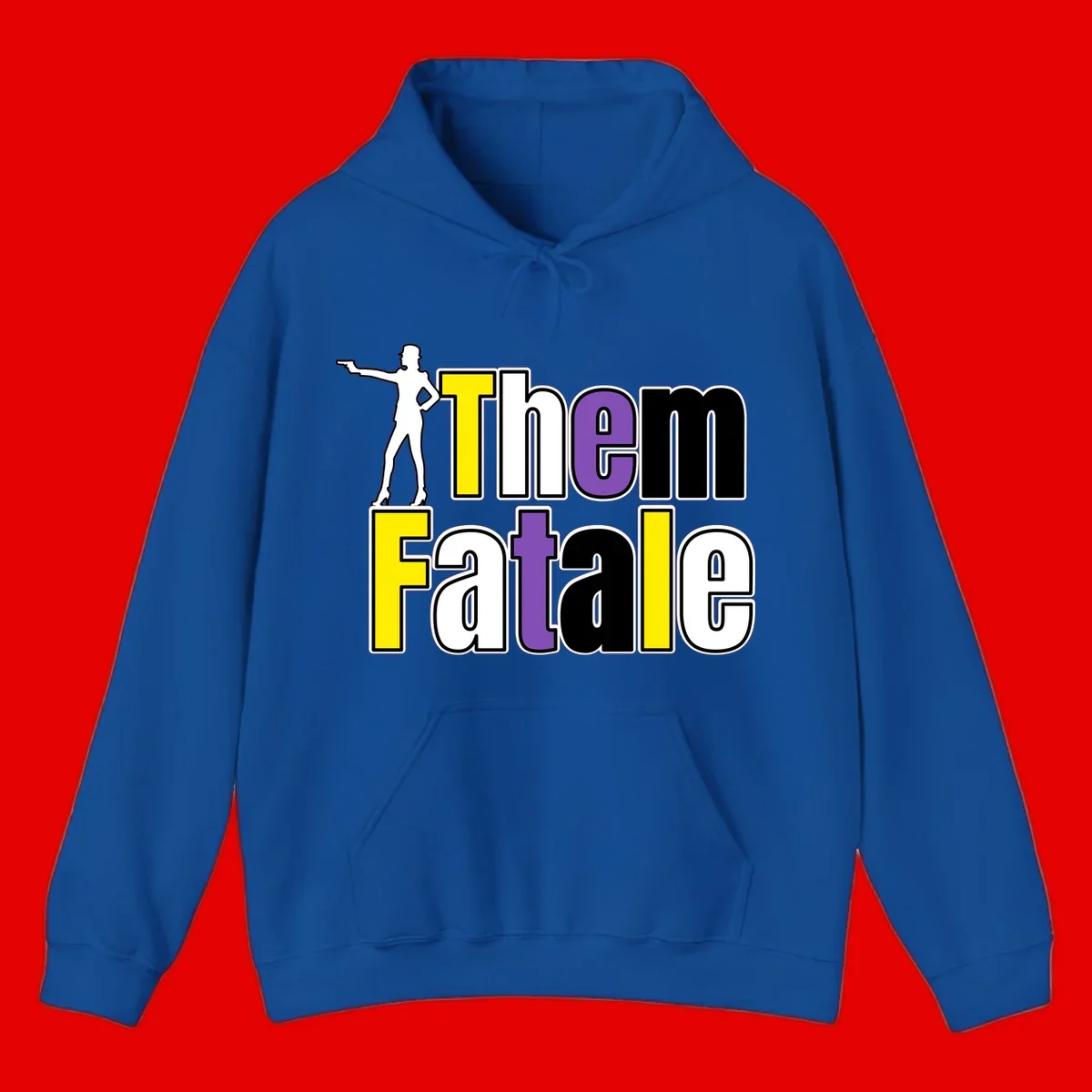 The gym fatalig design with silhouetted figure in power pose and colorful bold text