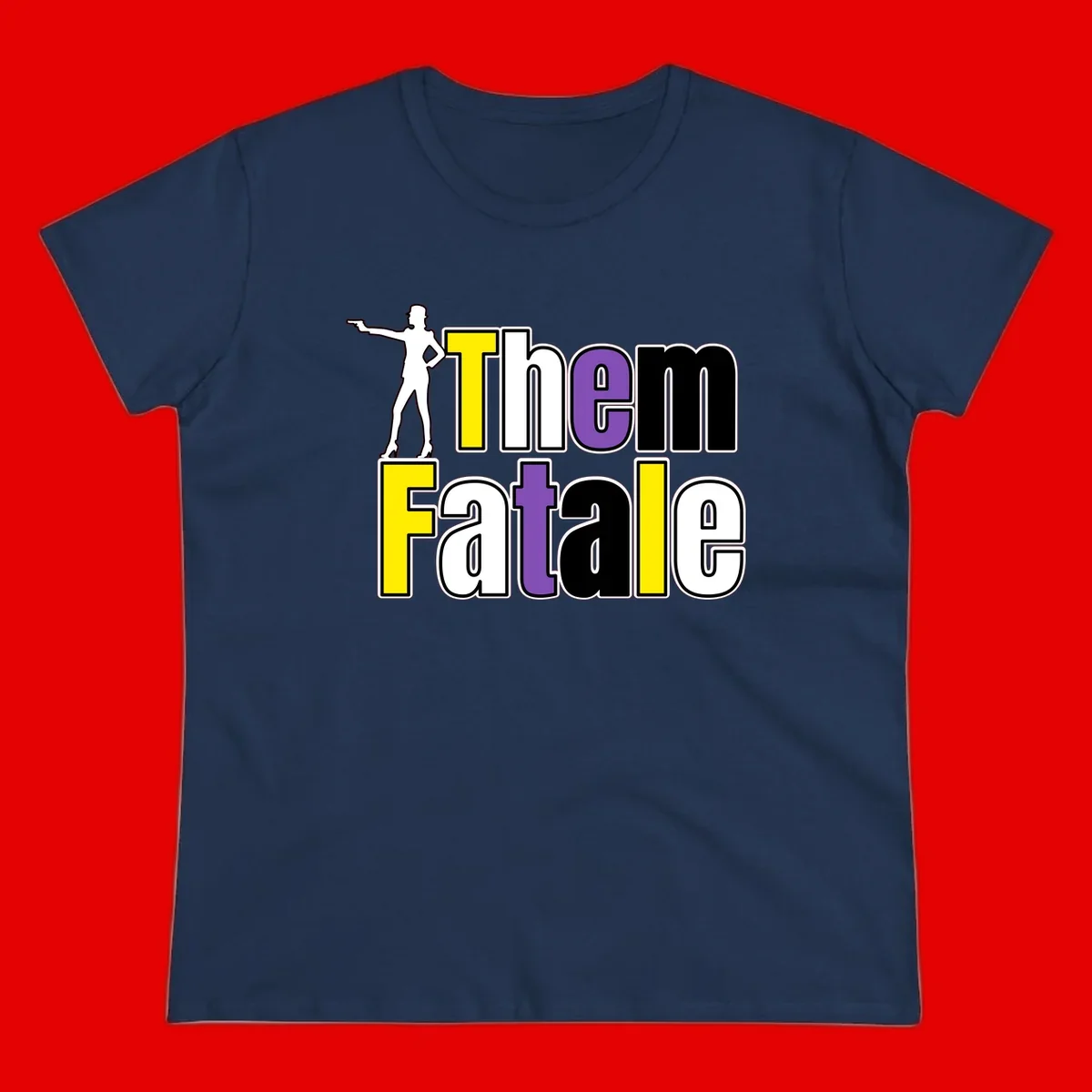The gym fatalig design with silhouetted figure in power pose and colorful bold text