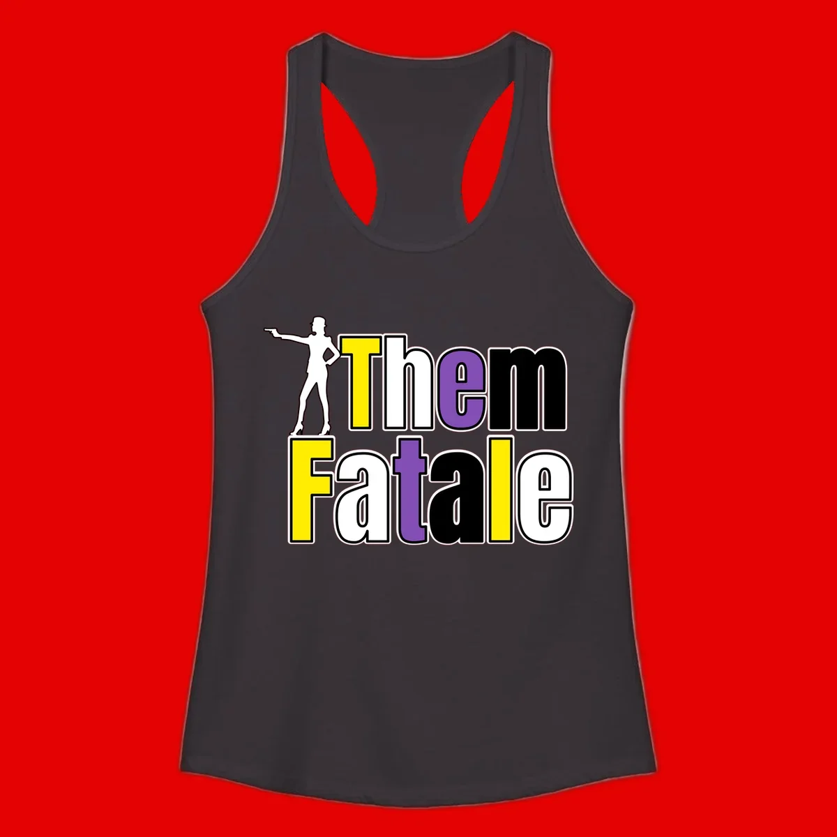 The gym fatalig design with silhouetted figure in power pose and colorful bold text