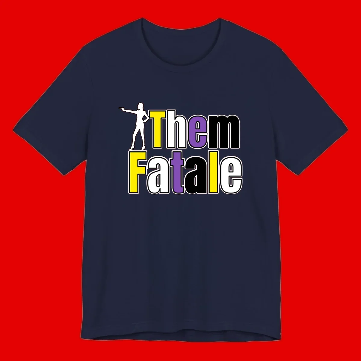 The gym fatalig design with silhouetted figure in power pose and colorful bold text