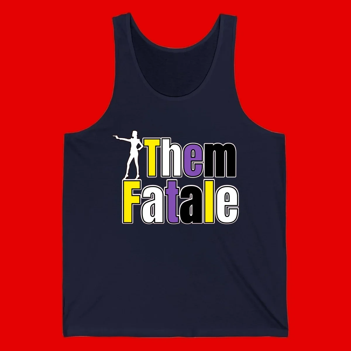 The gym fatalig design with silhouetted figure in power pose and colorful bold text