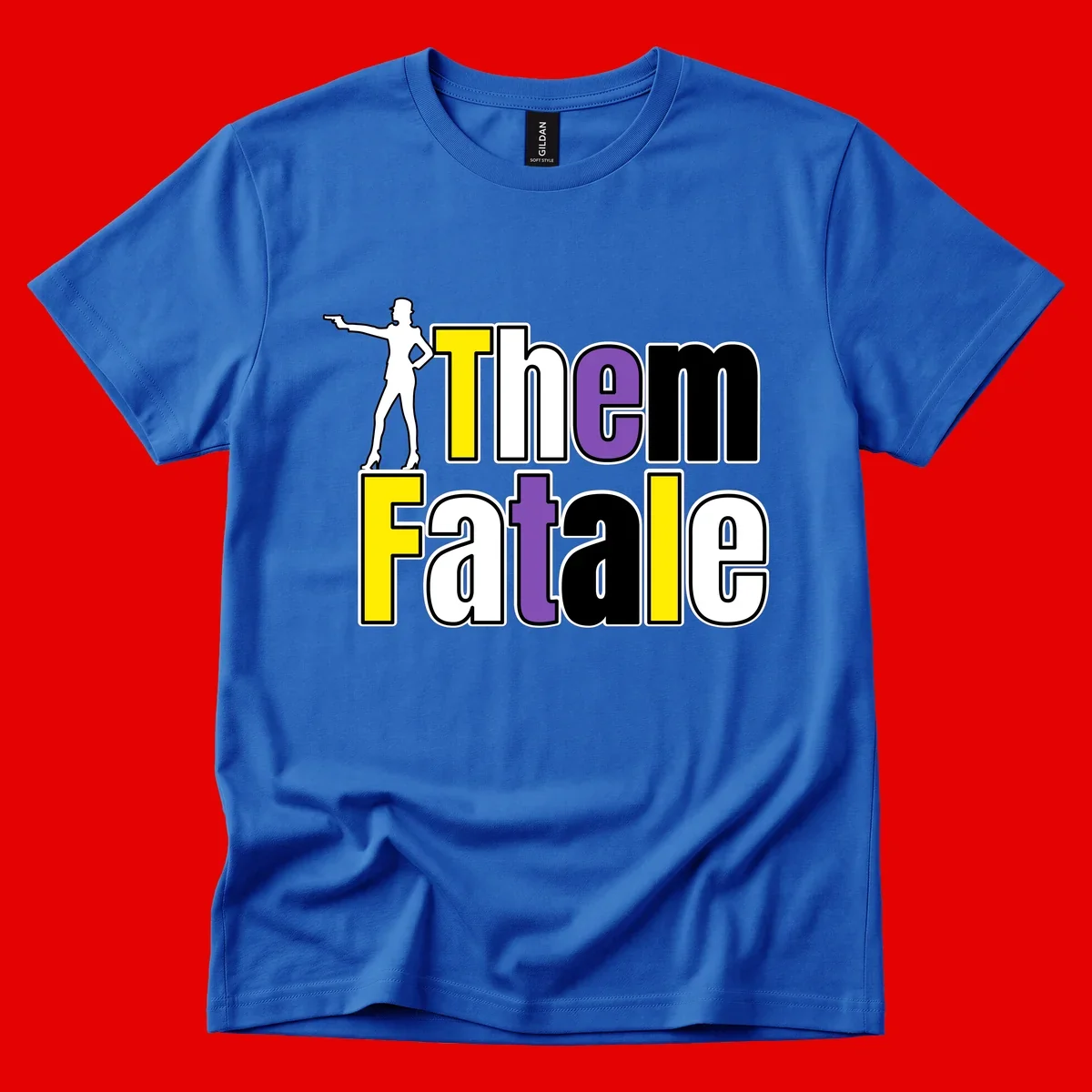 The gym fatalig design with silhouetted figure in power pose and colorful bold text
