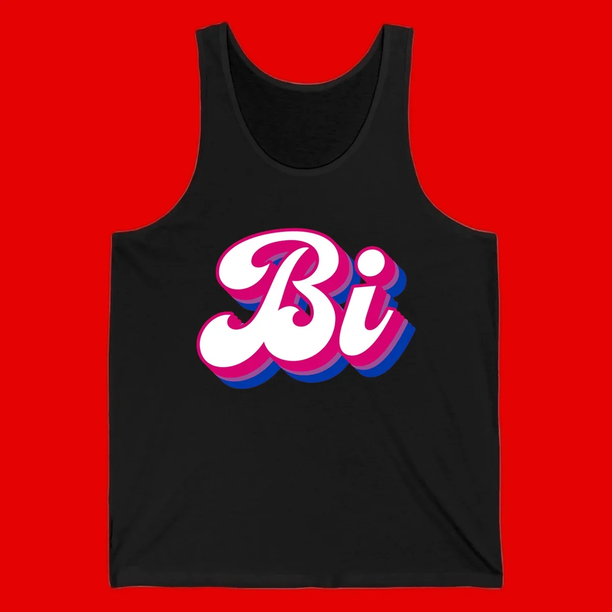 Bold pride dimensional letters design with hot pink, navy blue, and purple 3D layered typography effect