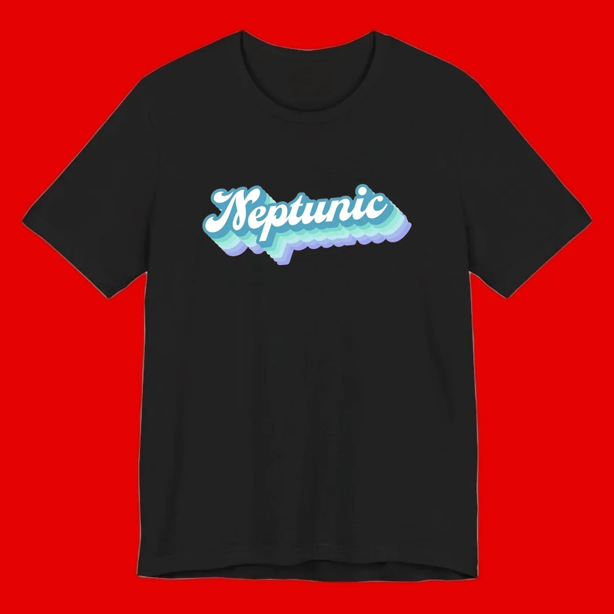 Neptune cloud dreamy design featuring white cursive text over layered teal, cyan, and purple scalloped cloud shapes with gradient background