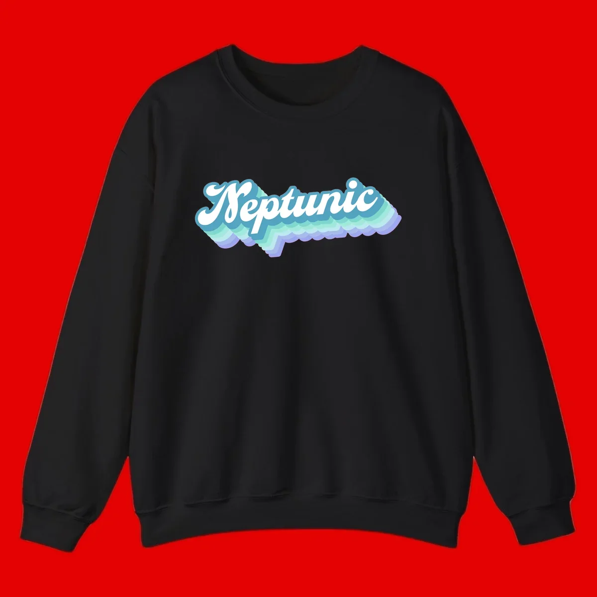 Neptune cloud dreamy design featuring white cursive text over layered teal, cyan, and purple scalloped cloud shapes with gradient background