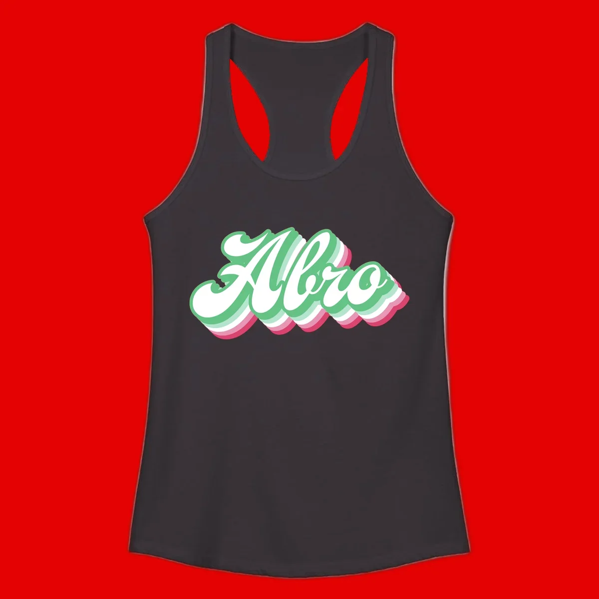 Hello wavy pride design featuring bold 3D layered text in green, pink, and white with striped pattern effect