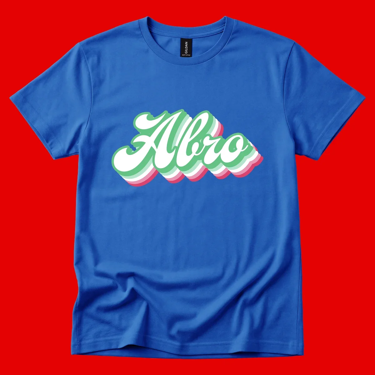 Hello wavy pride design featuring bold 3D layered text in green, pink, and white with striped pattern effect