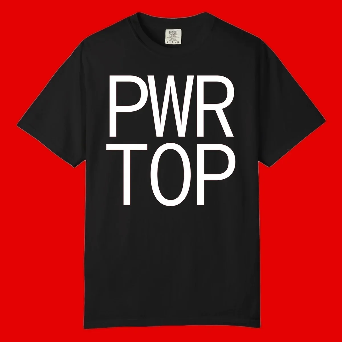 PWR TOP bold sans-serif typography design in white lettering on gray background