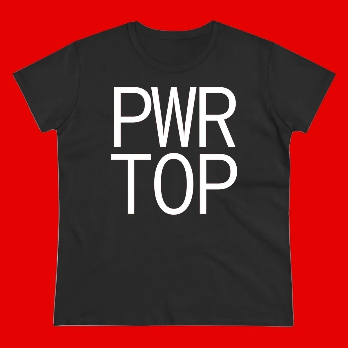 PWR TOP bold sans-serif typography design in white lettering on gray background