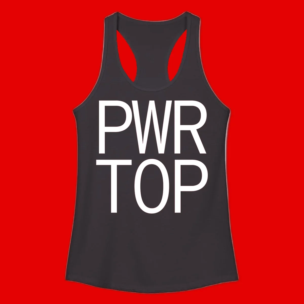 PWR TOP bold sans-serif typography design in white lettering on gray background