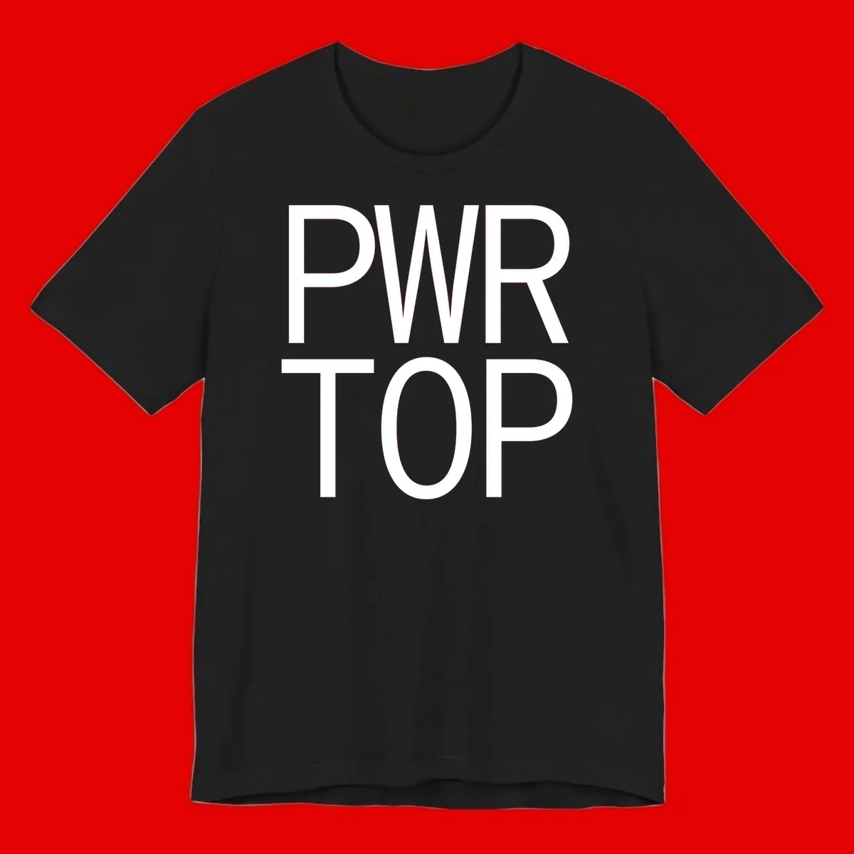 PWR TOP bold sans-serif typography design in white lettering on gray background