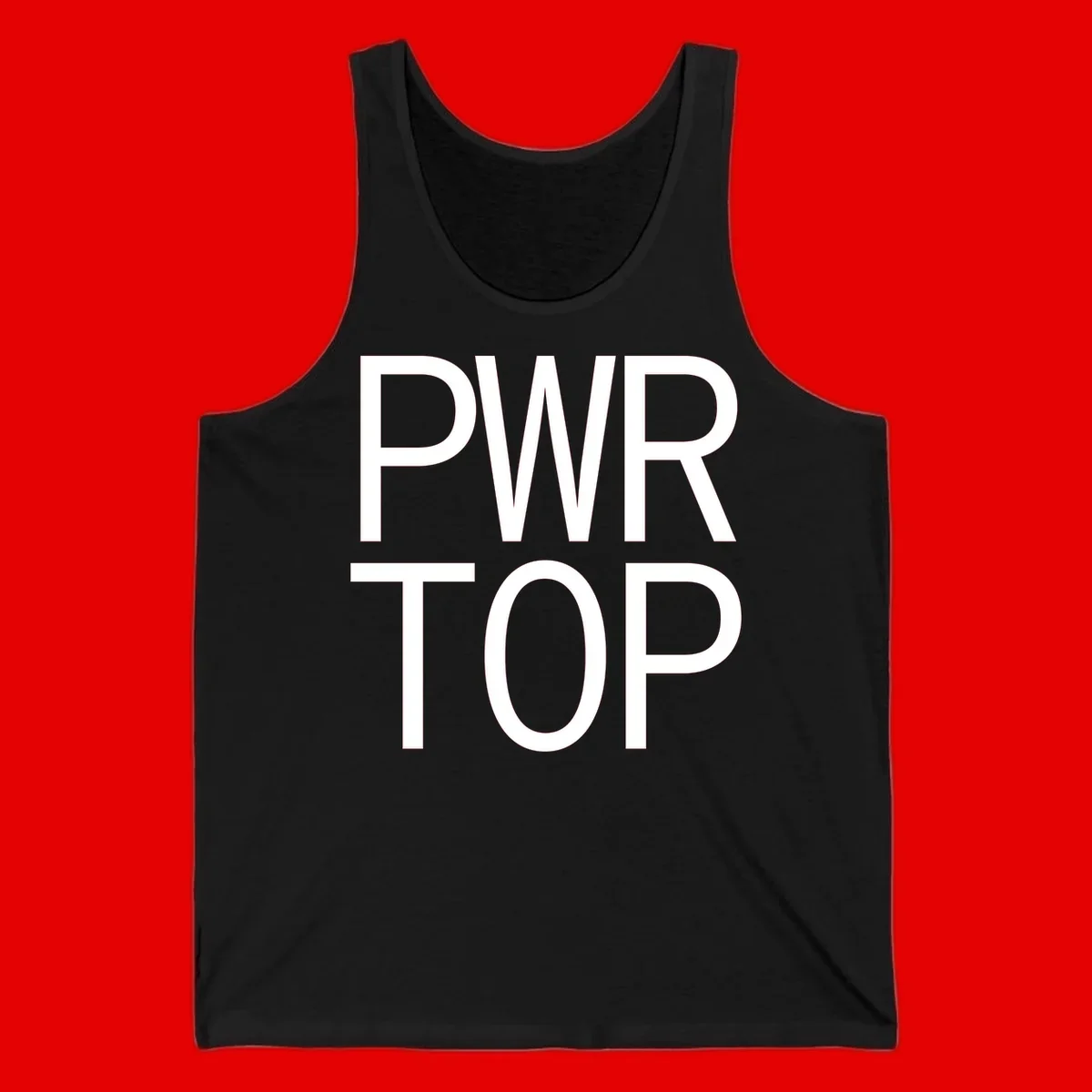 PWR TOP bold sans-serif typography design in white lettering on gray background