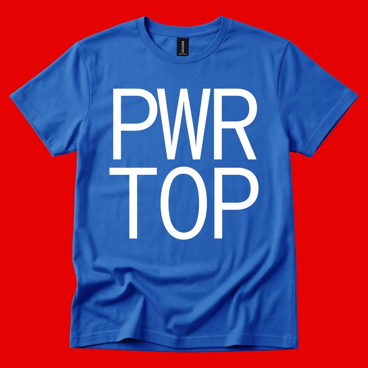 PWR TOP bold sans-serif typography design in white lettering on gray background
