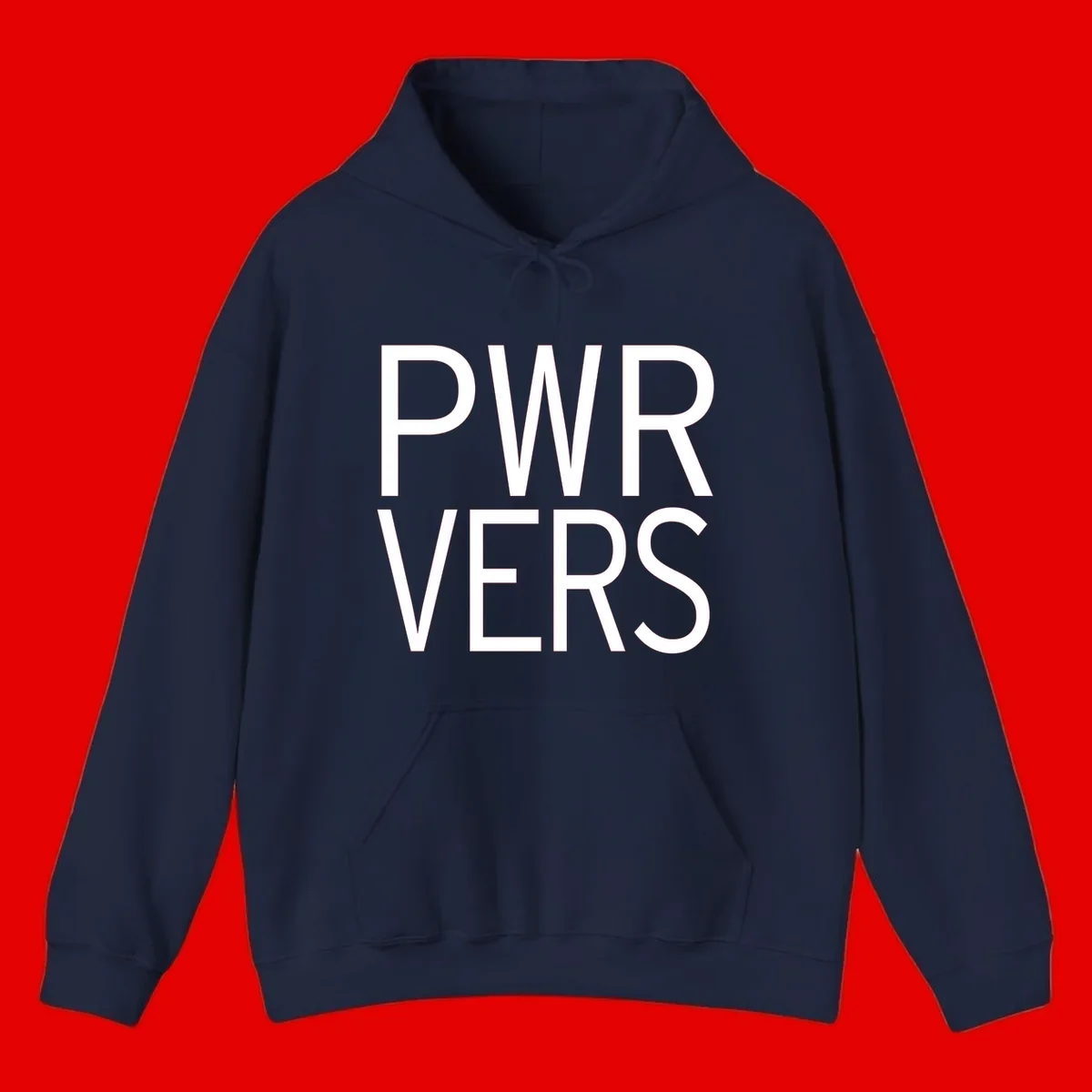 Bold white 'PWR VERS' text on gray background - a proud typography design celebrating LGBTQ+ identity