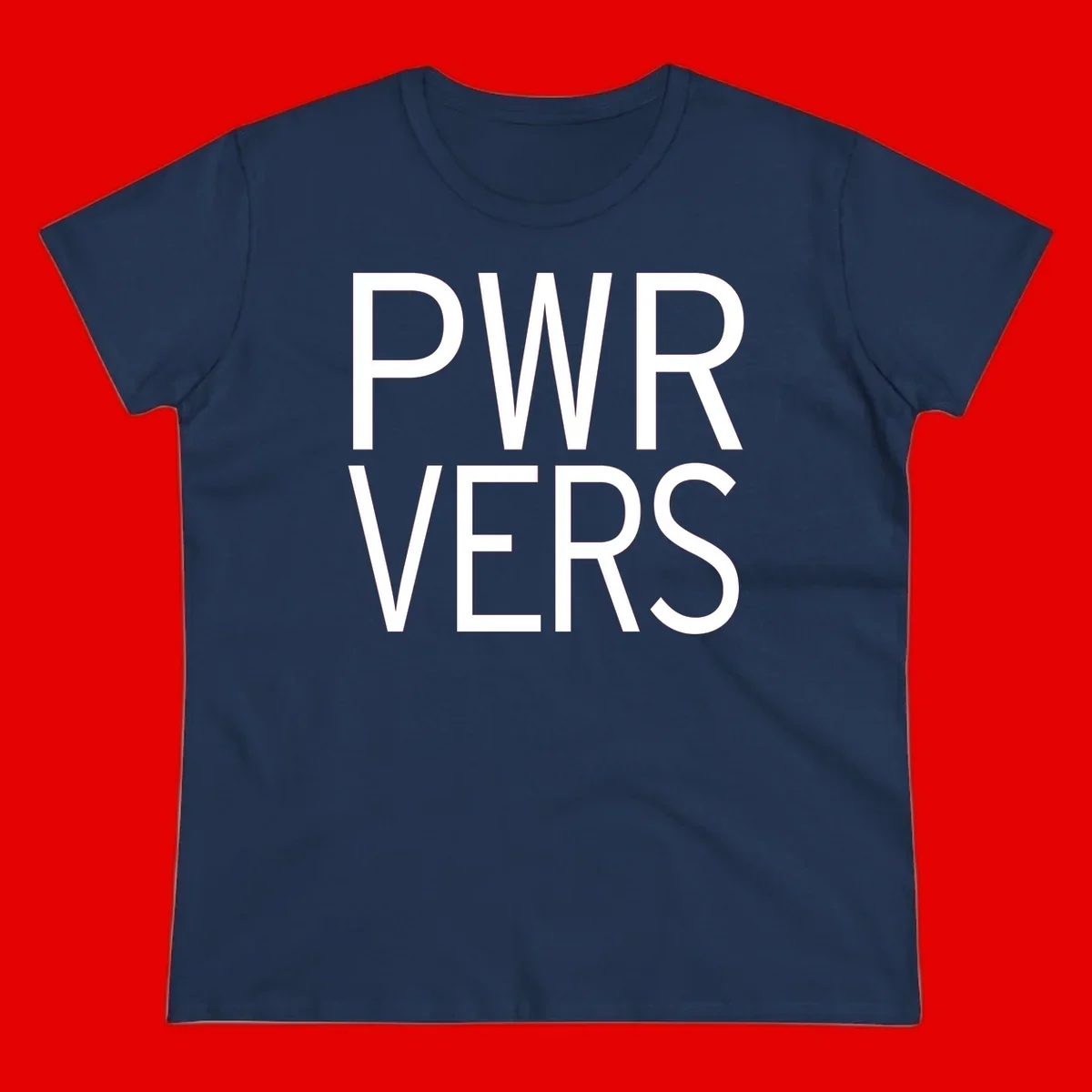 Bold white 'PWR VERS' text on gray background - a proud typography design celebrating LGBTQ+ identity