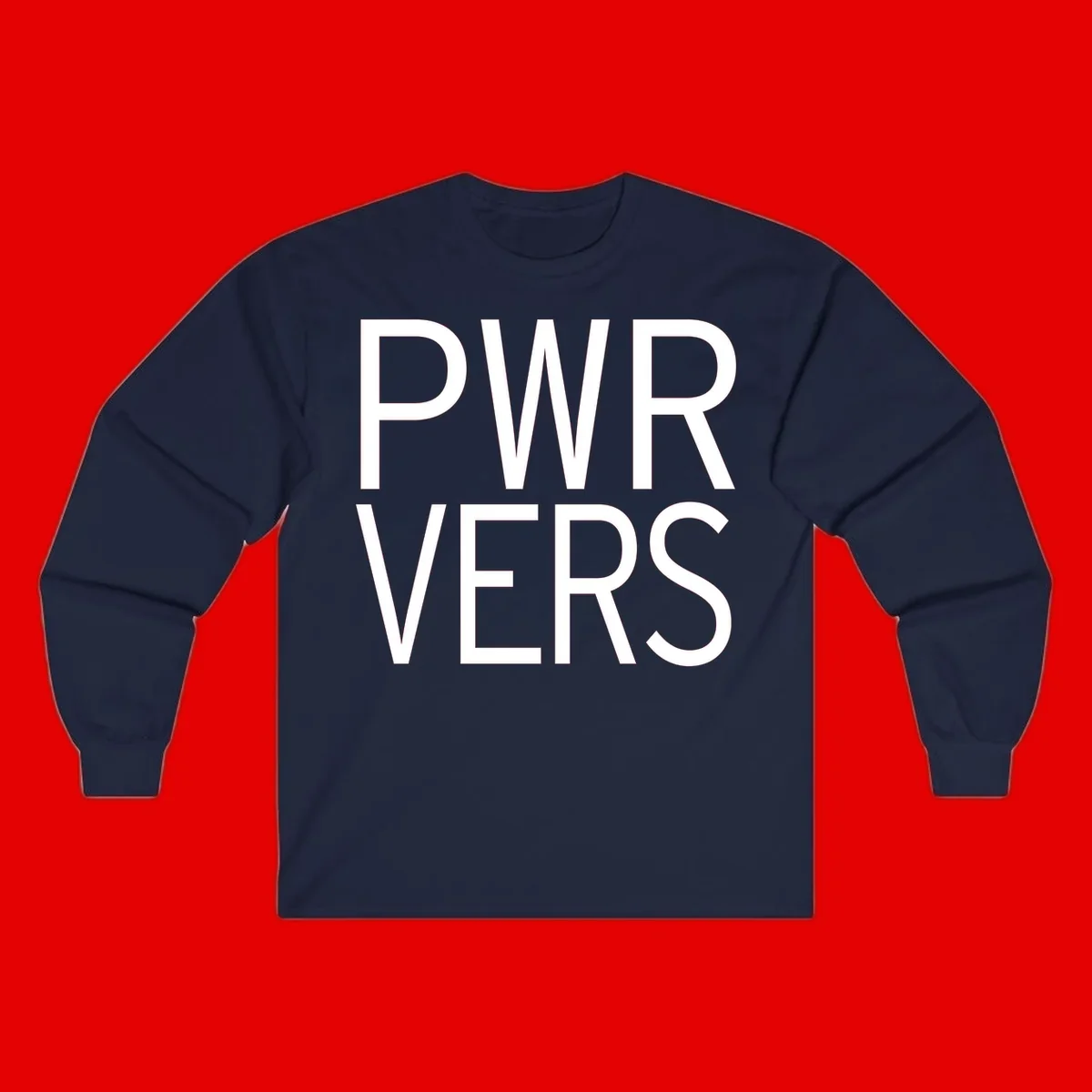 Bold white 'PWR VERS' text on gray background - a proud typography design celebrating LGBTQ+ identity