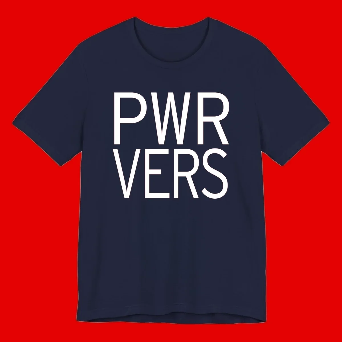 Bold white 'PWR VERS' text on gray background - a proud typography design celebrating LGBTQ+ identity