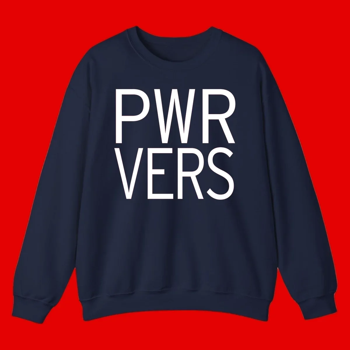 Bold white 'PWR VERS' text on gray background - a proud typography design celebrating LGBTQ+ identity