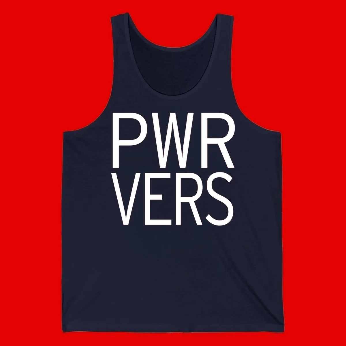 Bold white 'PWR VERS' text on gray background - a proud typography design celebrating LGBTQ+ identity