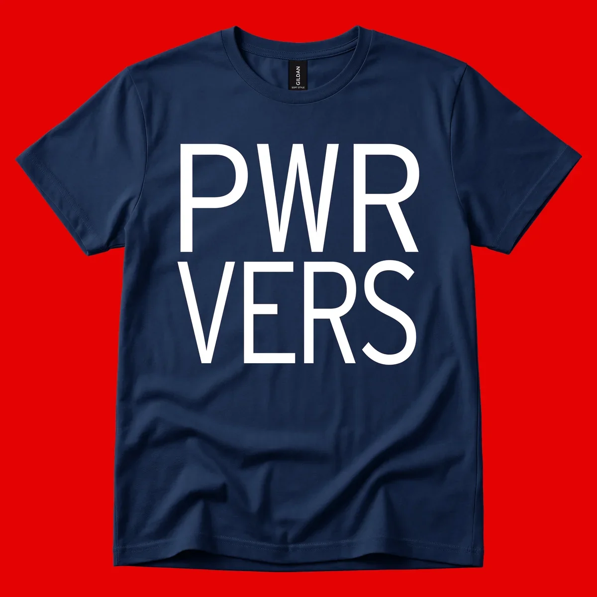 Bold white 'PWR VERS' text on gray background - a proud typography design celebrating LGBTQ+ identity