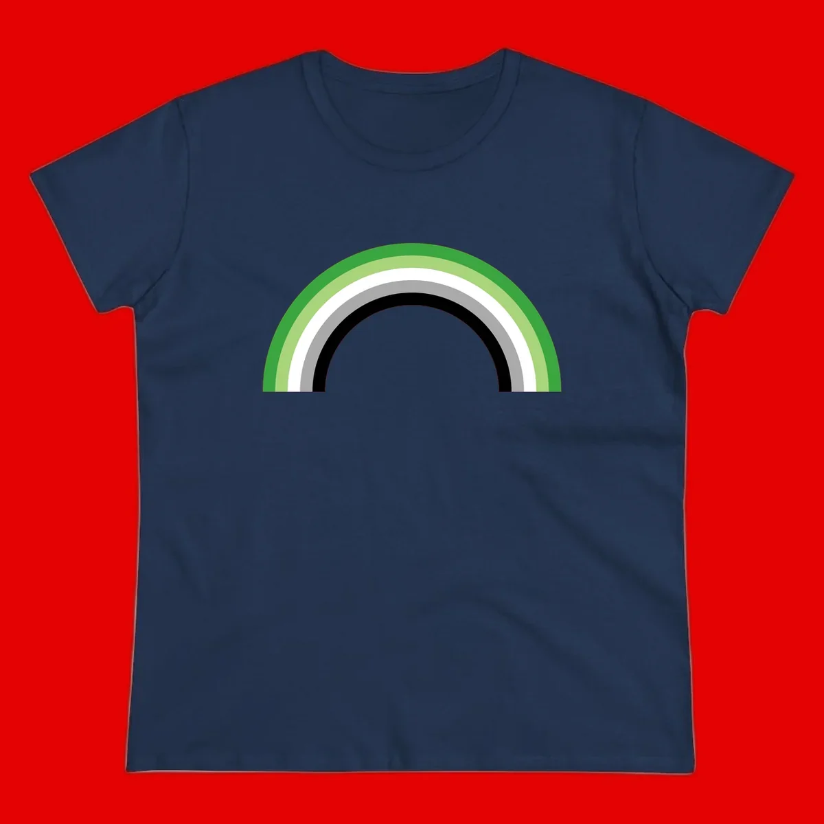 Minimalist rainbow arc design with five concentric colored semicircles in green, light green, white, gray, and black stripes