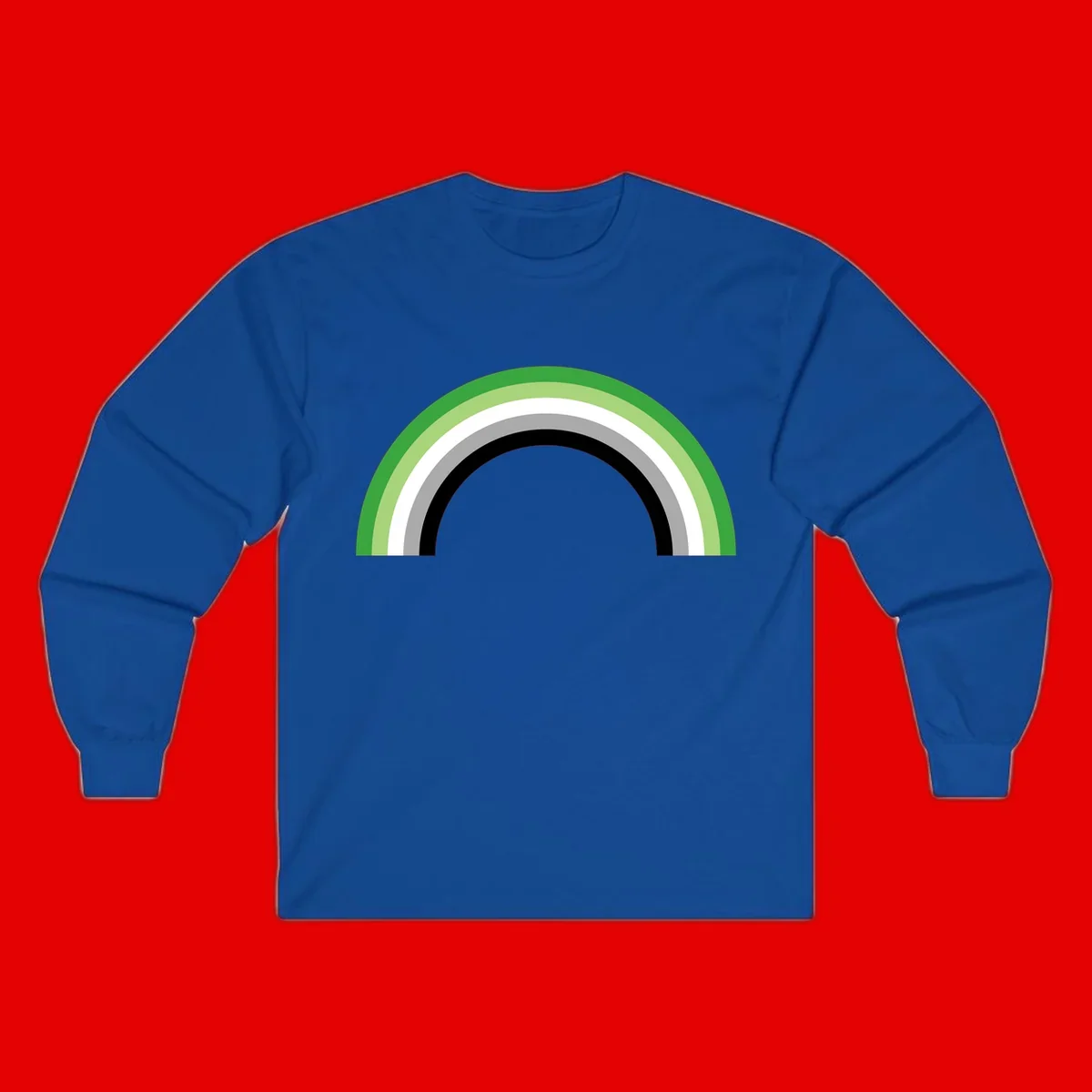Minimalist rainbow arc design with five concentric colored semicircles in green, light green, white, gray, and black stripes