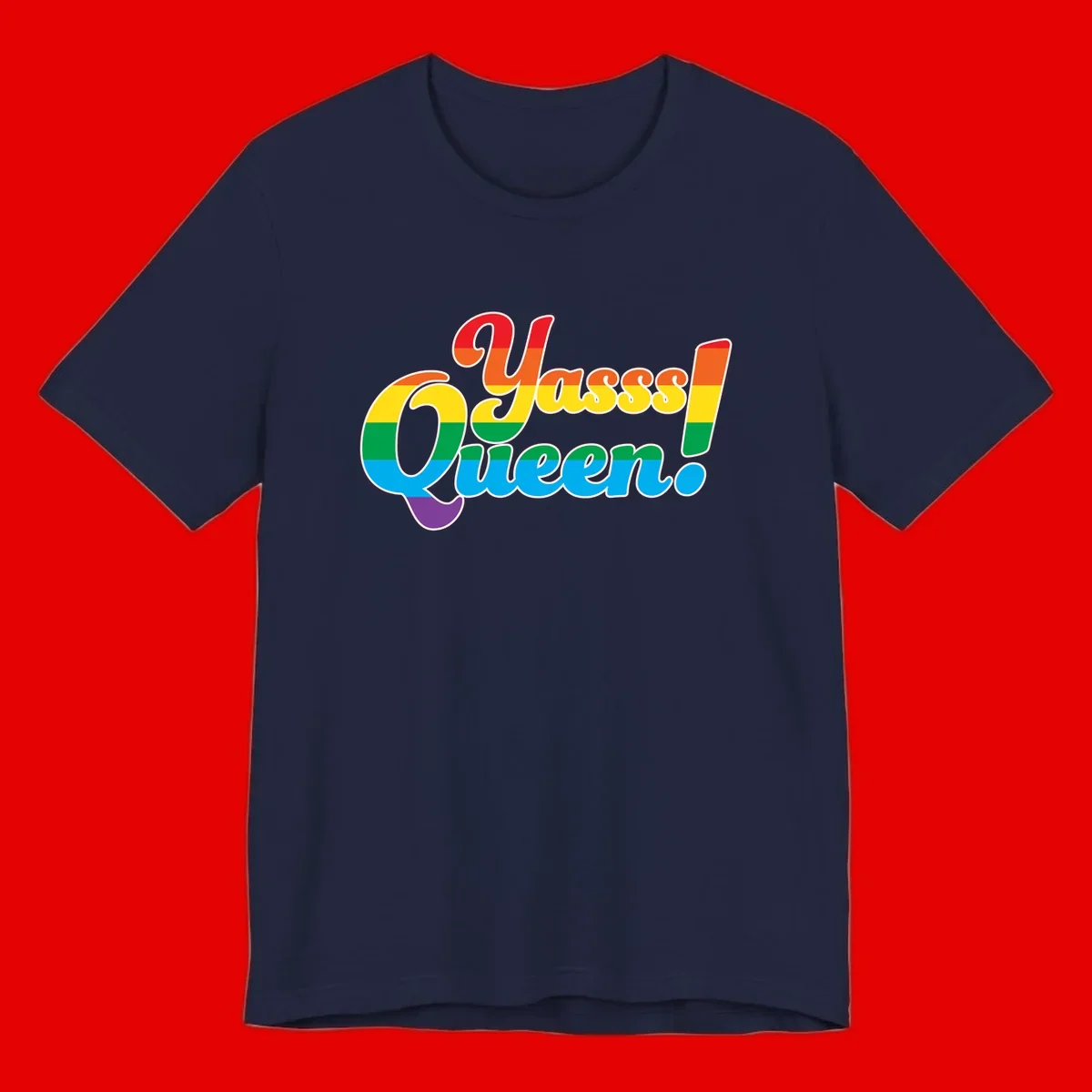 Rainbow pride flag striped text reading 'Unapologetically Queer!' with bold white outline on gray background