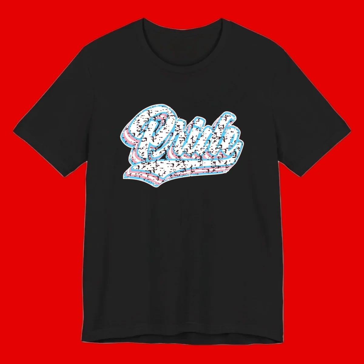 Wavy layered typography design with blue and pink textured letters creating dimensional flowing text art