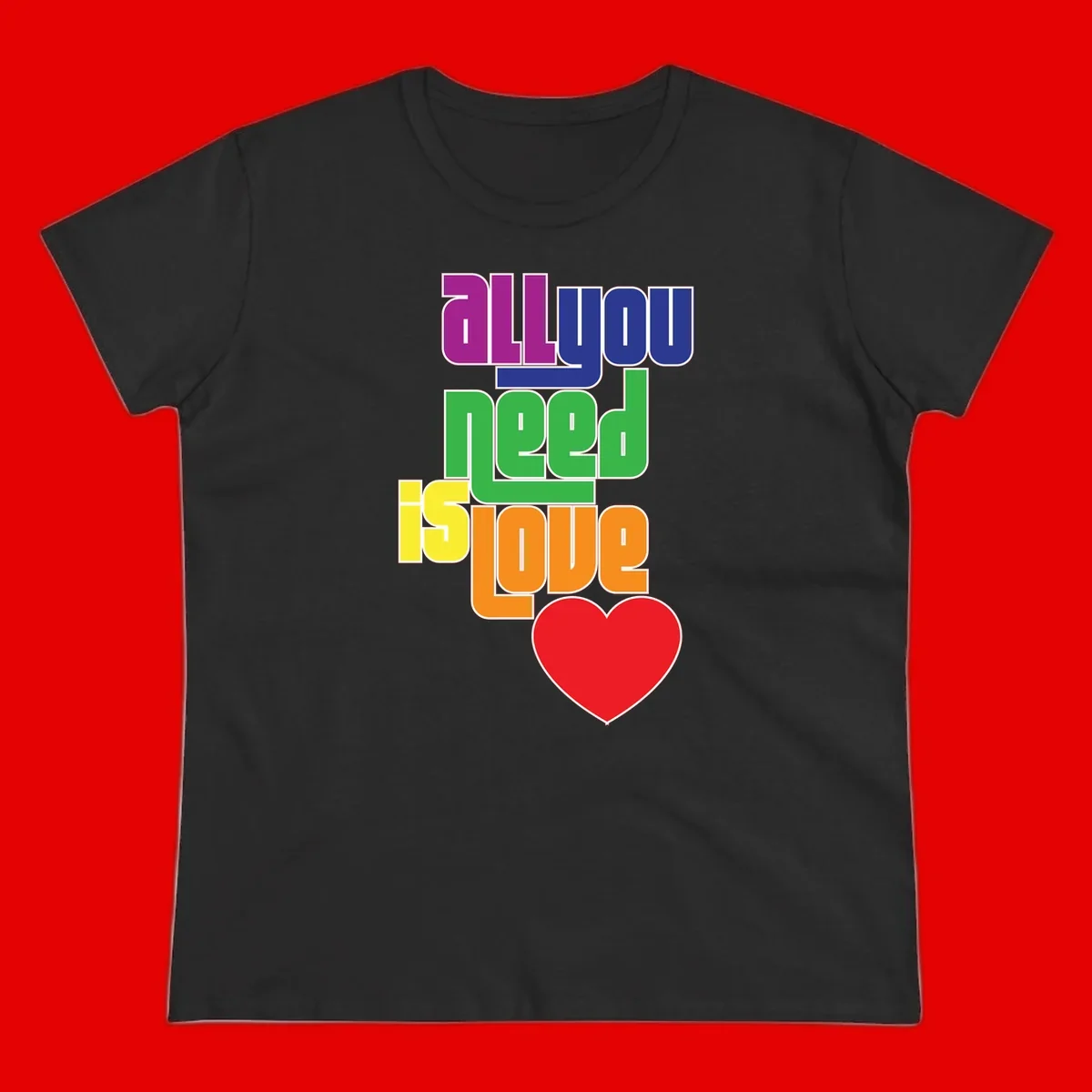 Colorful rainbow typography spelling 'all you need is hope' with a red heart, representing LGBTQ+ pride and inclusivity