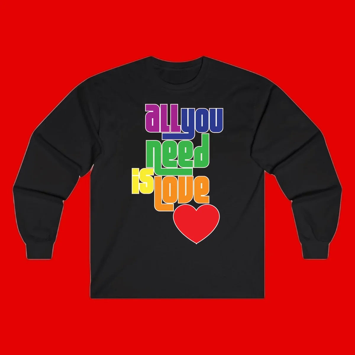 Colorful rainbow typography spelling 'all you need is hope' with a red heart, representing LGBTQ+ pride and inclusivity