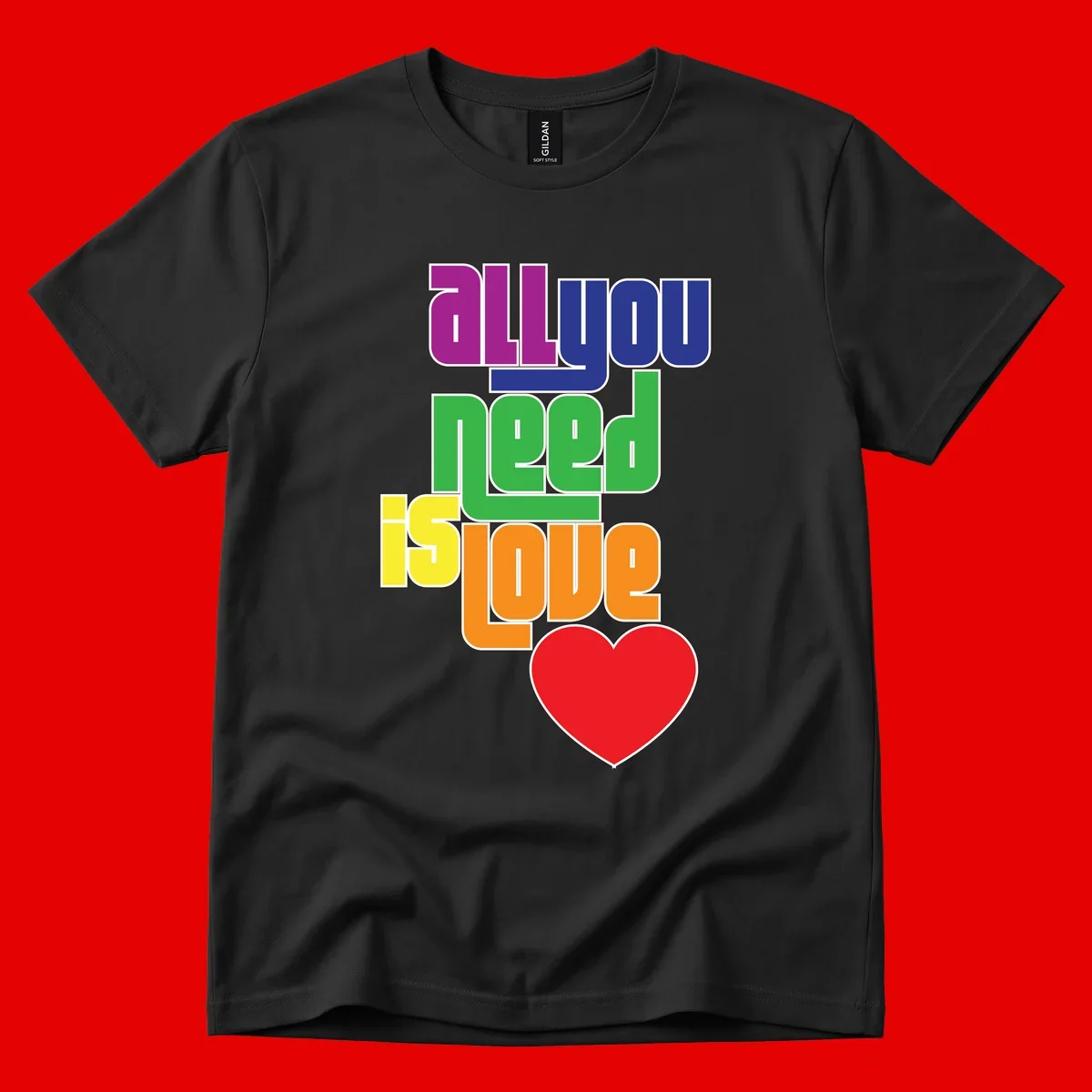 Colorful rainbow typography spelling 'all you need is hope' with a red heart, representing LGBTQ+ pride and inclusivity