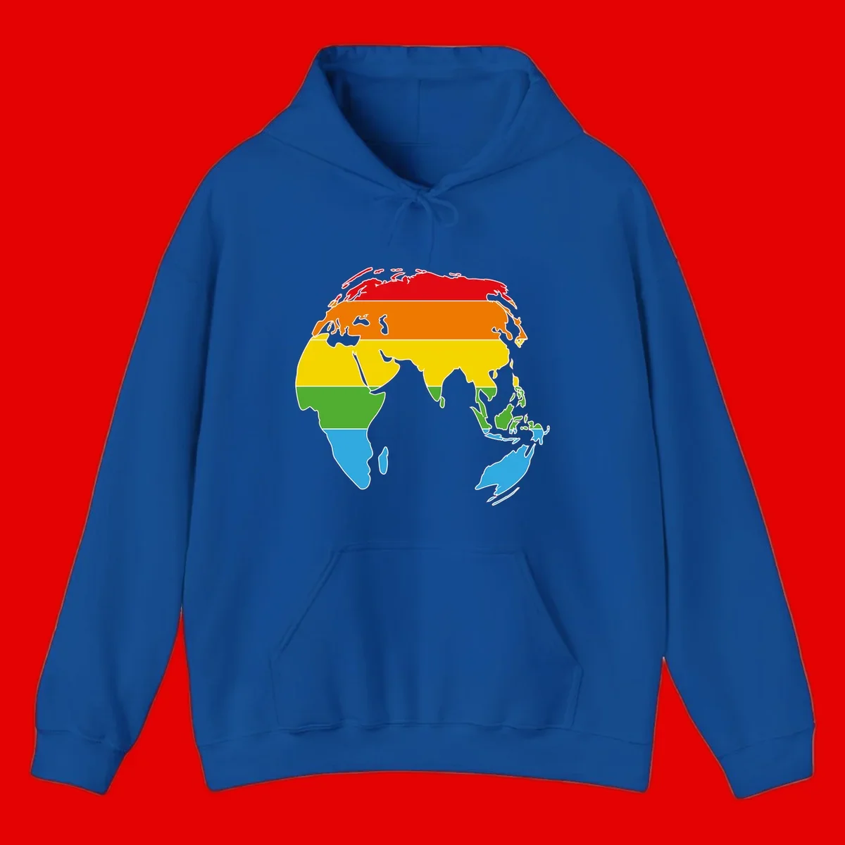 Map of Asia divided into five colored climate zones: red, orange, yellow, green, and blue bands representing different temperature and precipitation regions.