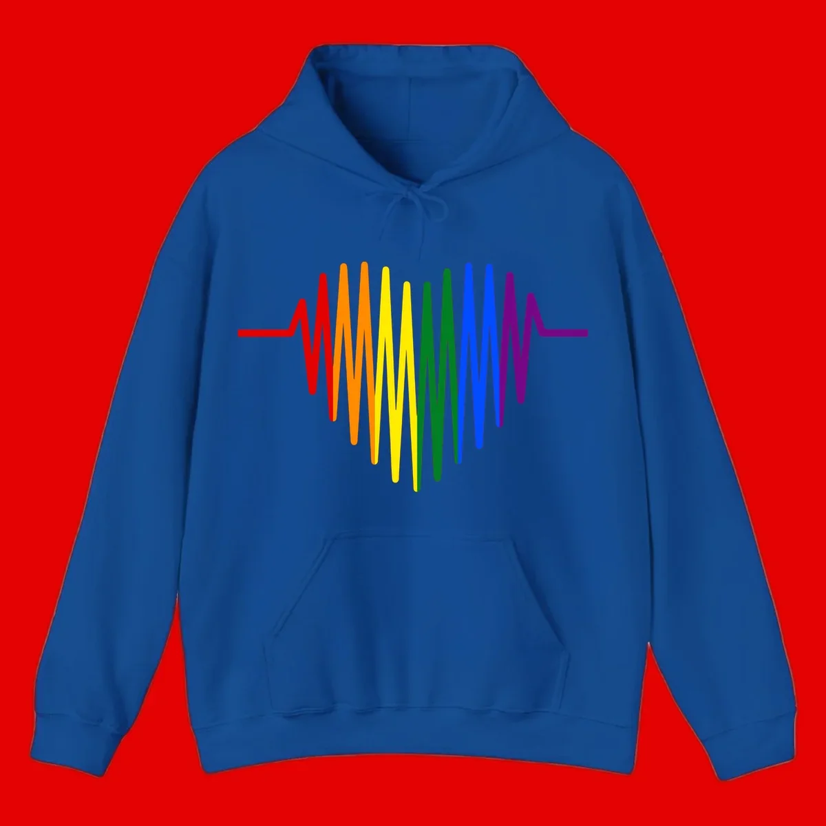 Rainbow sound wave design with spectrum colors flowing in an audio waveform pattern