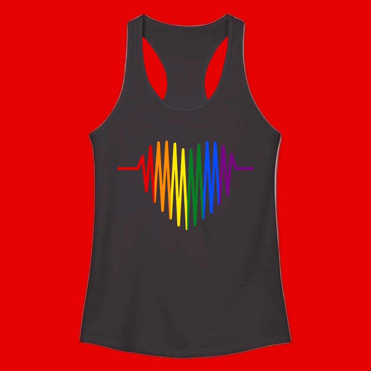 Rainbow sound wave design with spectrum colors flowing in an audio waveform pattern