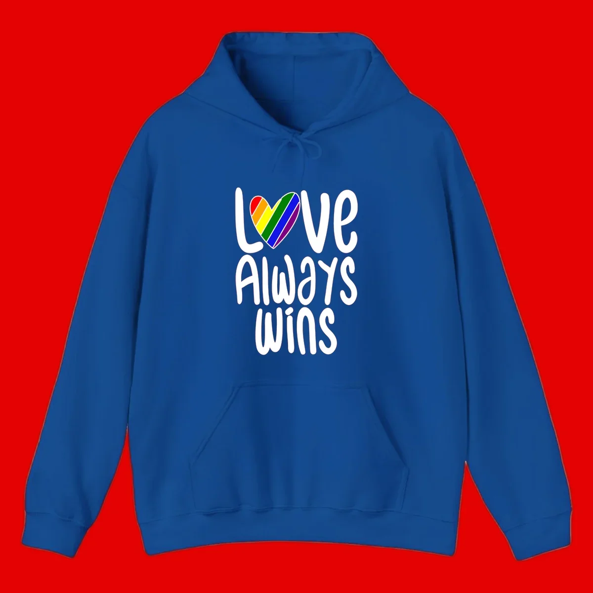Rainbow striped heart with 'Love Always Wins' text - pride-themed design celebrating equality and LGBTQ inclusion