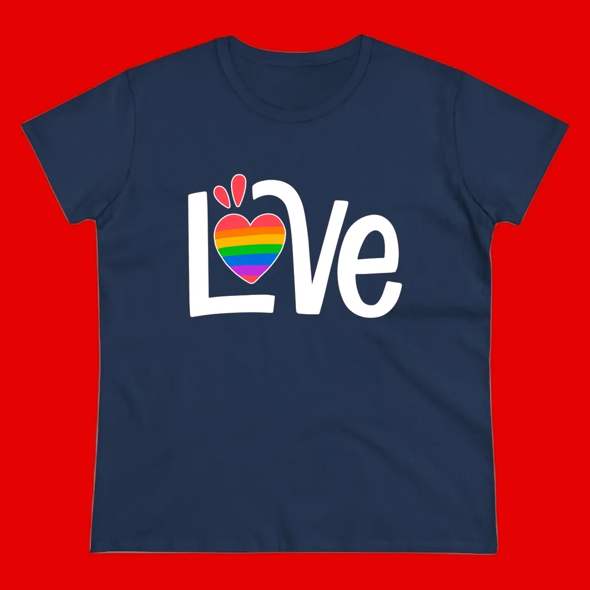 Love pride paw print design with rainbow-striped heart and white lettering on gray background